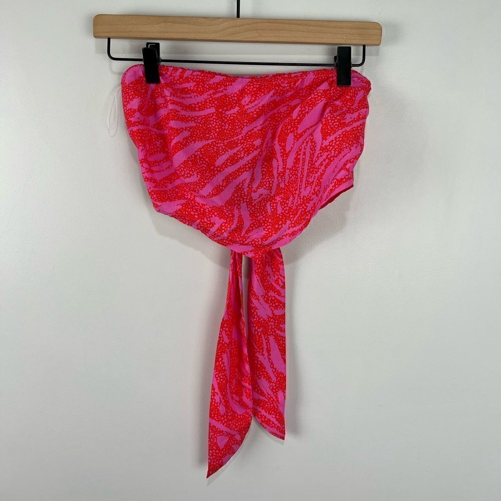 LE LIS Bandeau Bright Colored Crop Top with Tie back S NWT